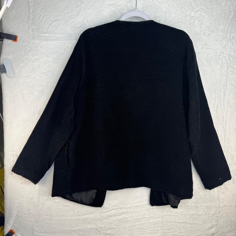 White Stag Womens Black Chenille Embroidered Floral Button Cardigan Jacket L - Picture 6 of 7